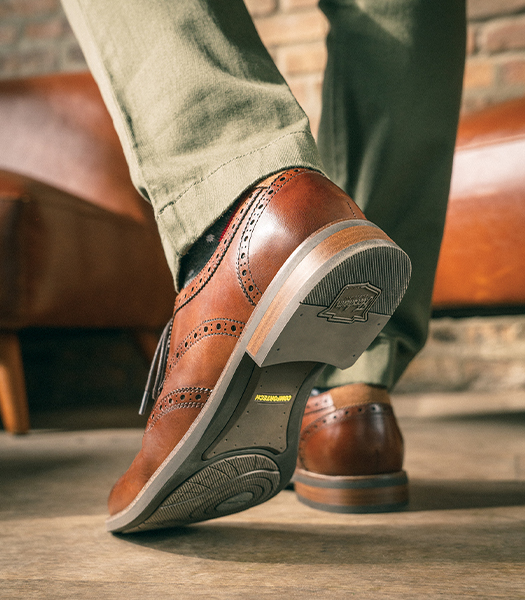 The featured image is the underside of the Uptown Wingtip Oxford in Cognac.