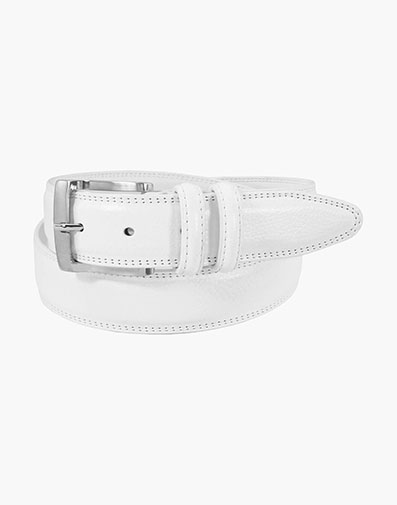Martin Pebble Grain Leather Belt in White for $45.00 dollars.