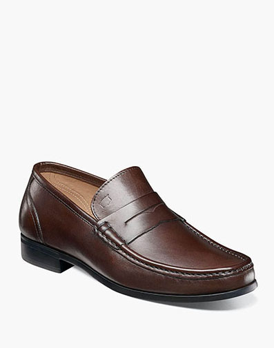 Puente Moc Toe Penny Loafer in Brown for $129.90 dollars.
