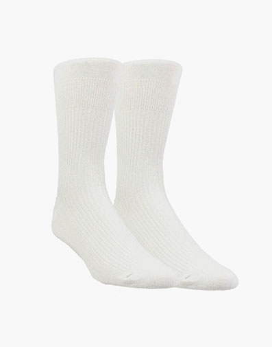 2-Pack Comfort Top Men's Crew Dress Socks in White for $12.00 dollars.
