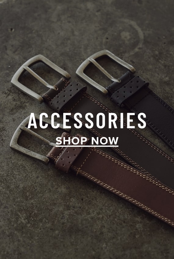 Men's Accessories view all category. Image features the Jarvis belt.