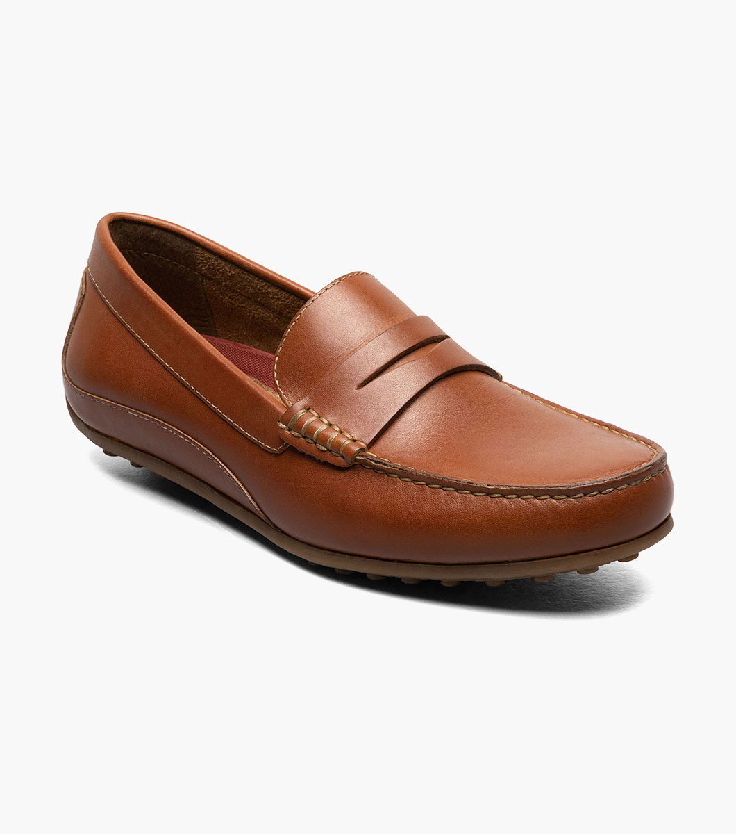 Florsheim Shoes Throttle Moc Toe Penny Loafer Cognac Smooth Size 8