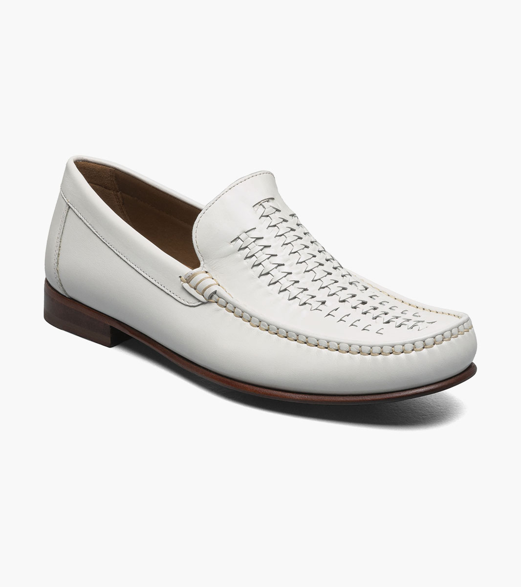 Florsheim Shoes Beaufort Moc Toe Weave Loafer White Size 10