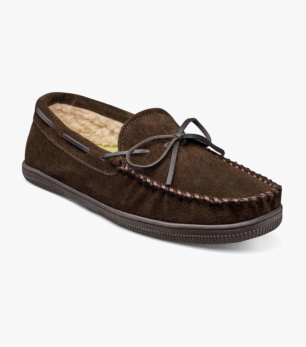 Florsheim Shoes Cozzy Moc Toe Tie Slipper Chocolate Size 8