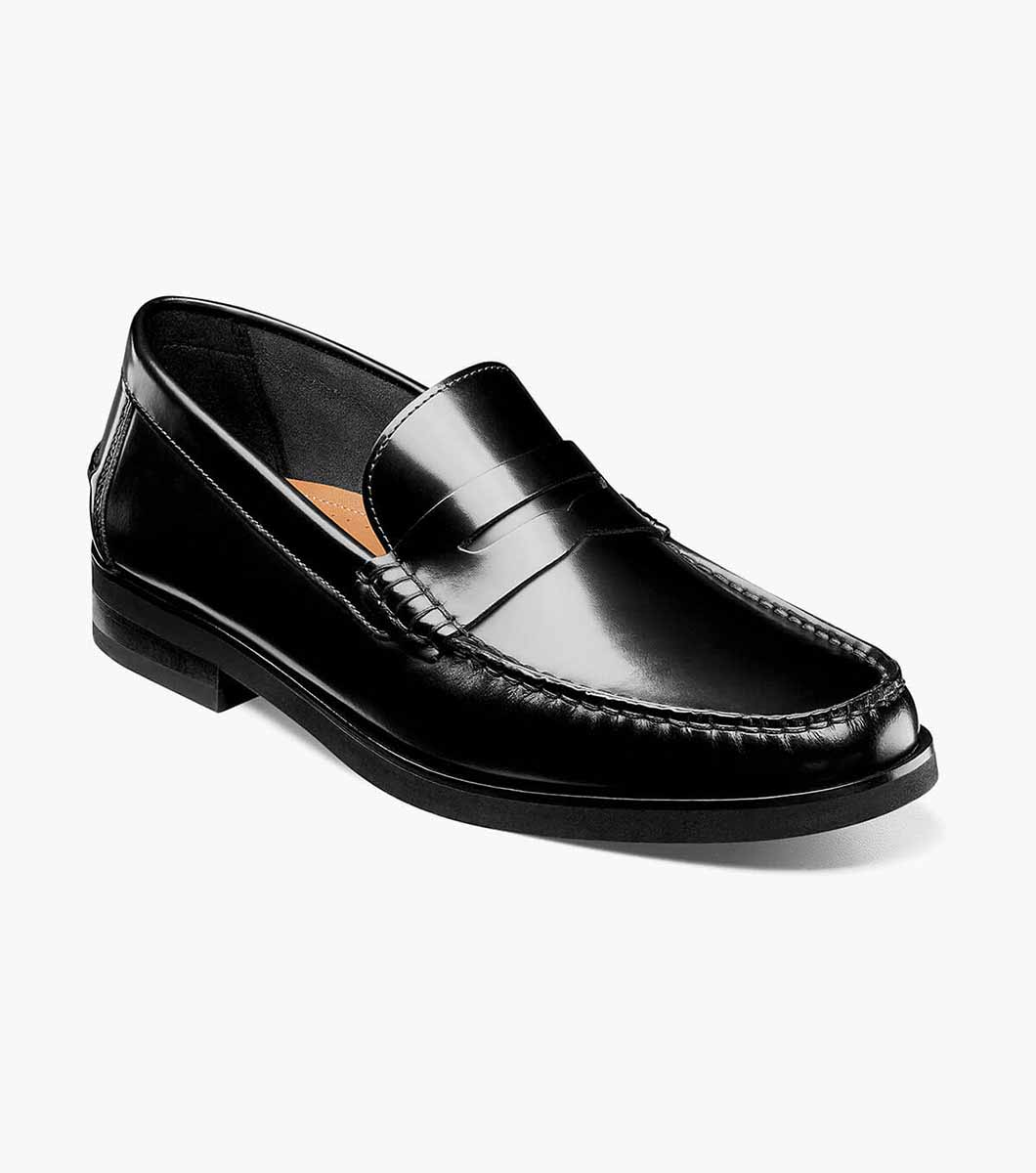 Florsheim Shoes Berkley Flex Moc Toe Penny Loafer Black Smooth Size 7.5