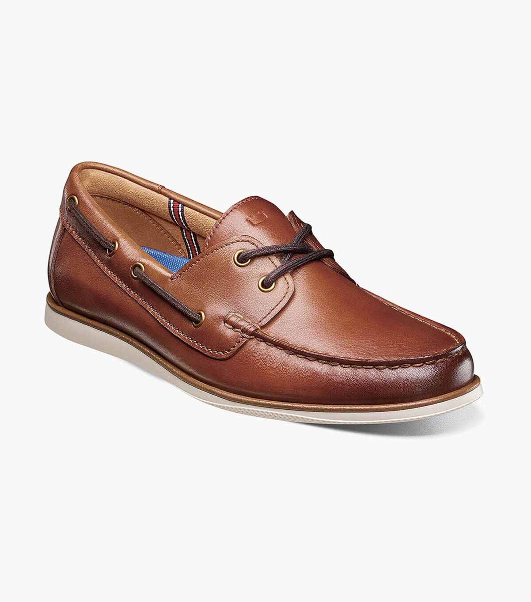 Florsheim Shoes Atlantic Moc Toe Boat Shoe Cognac Size 9