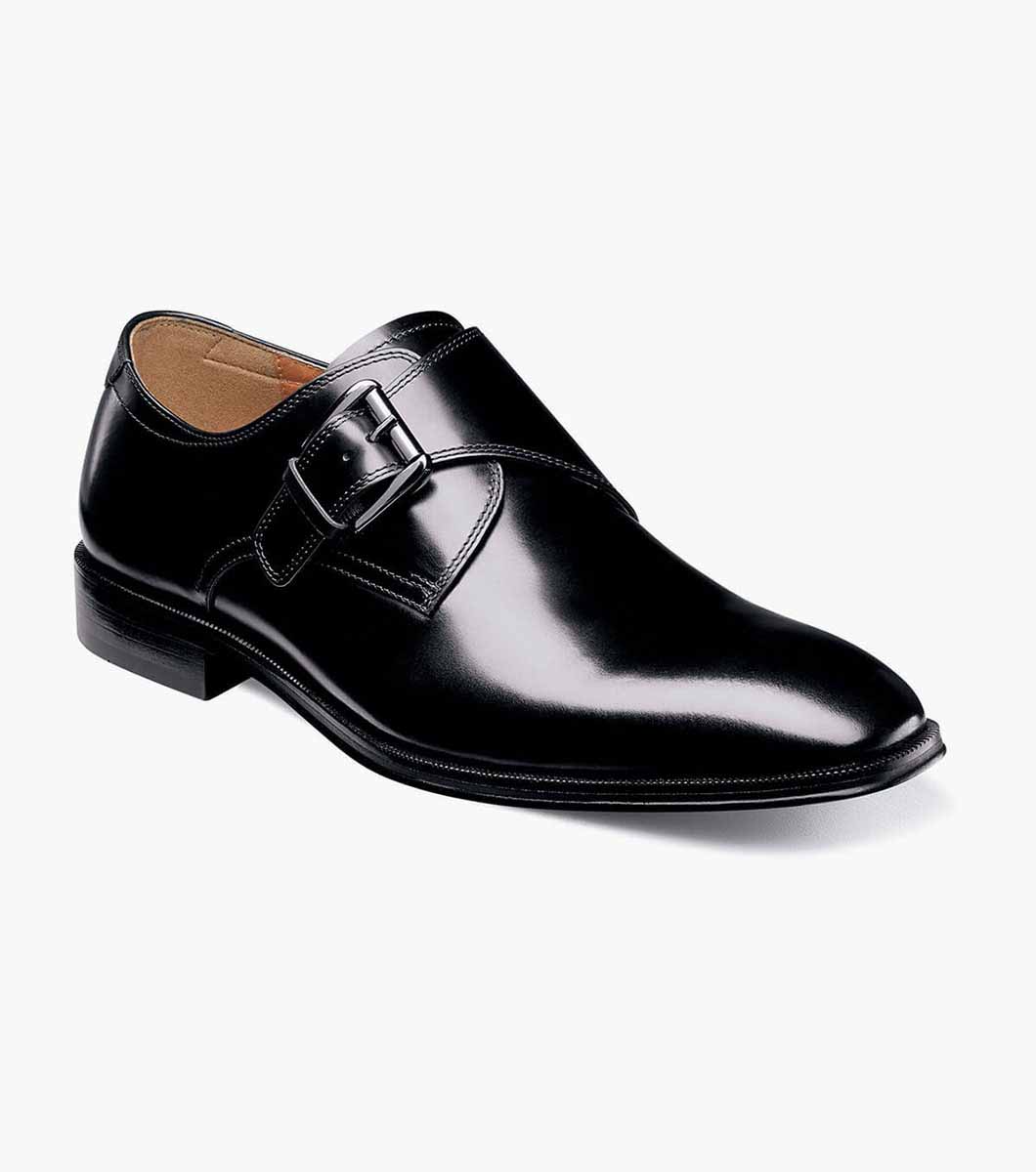 black single monk strap shoes