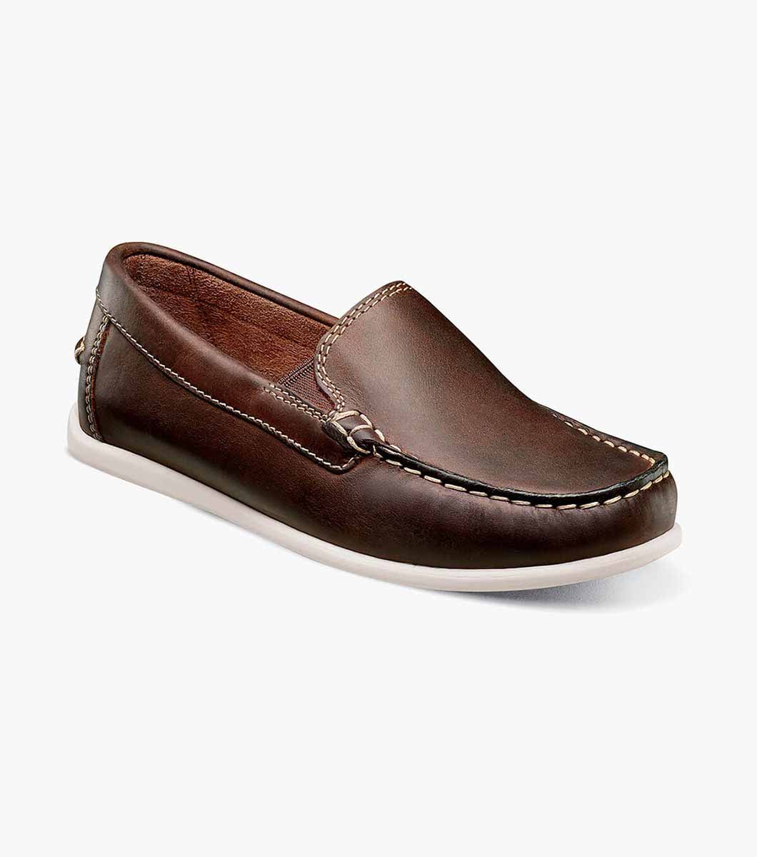 Florsheim Shoes Jasper Jr. Boys Moc Toe Venetian Loafer Brown CH Size 3.5 Big Kid