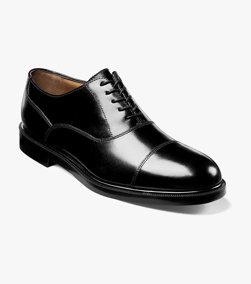 Size 43 Black Cap-Toe Oxford Mens Italian Dress Shoes