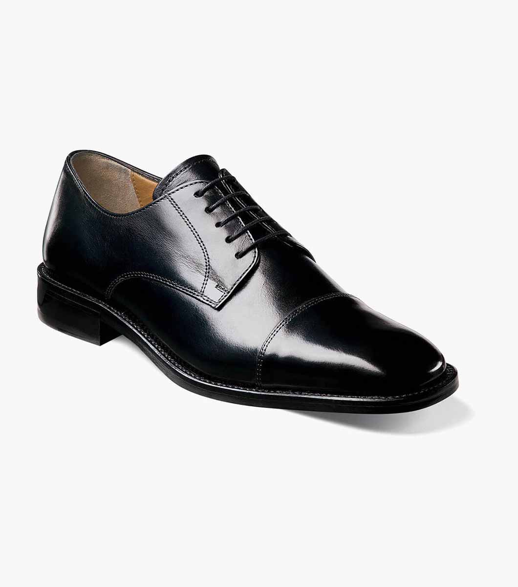 Mens leather cap toe lace up shoe