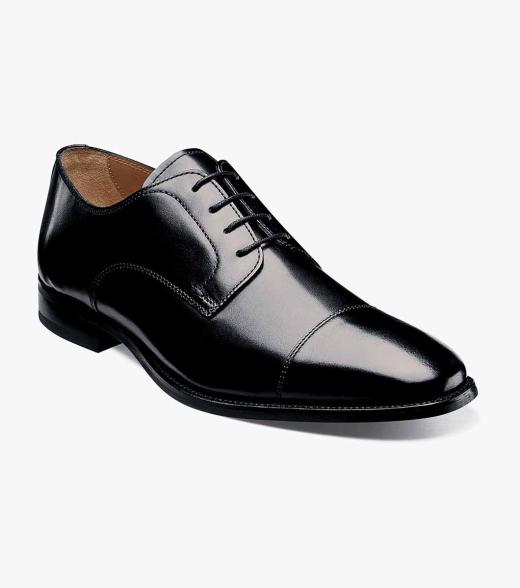 Men's Extended Widths and Sizes Shoes | Black Cap Toe Oxford ...