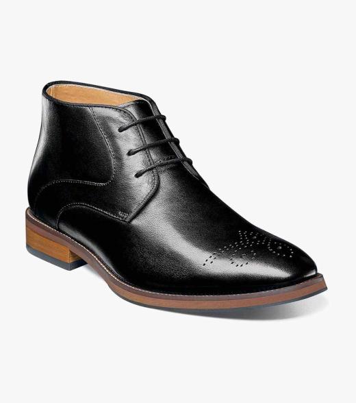 Men's Dress Shoes | Black Medallion Toe Chukka Boot | Florsheim Blaze