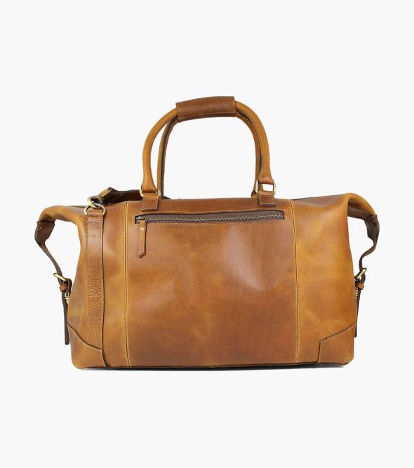 brown leather gym bag