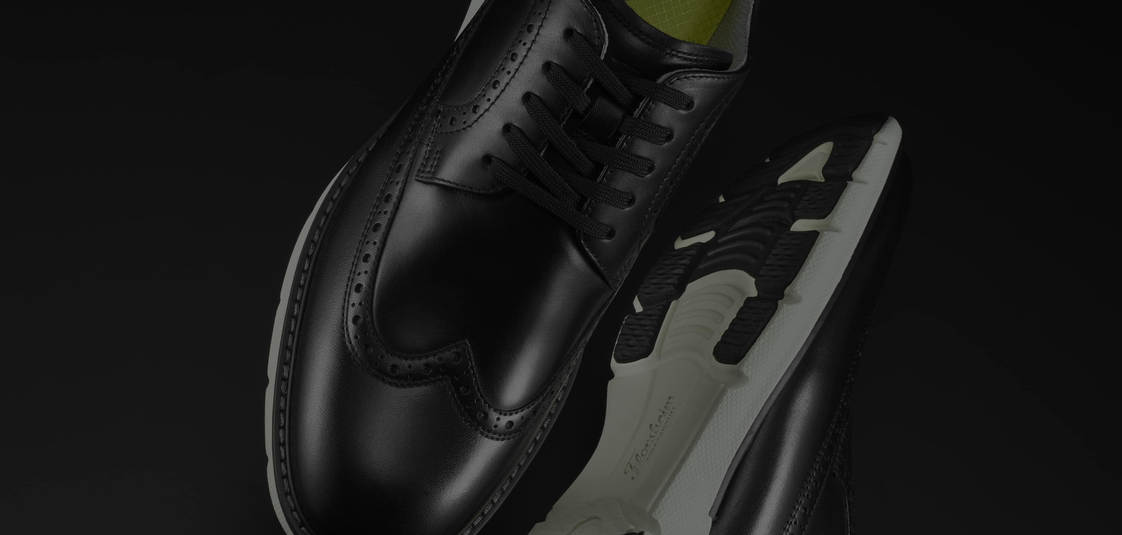 Click to shop our Black Friday Sale - 25% off sitewide! Offer ends 11/26/22. Image features the Frenzi Wingtip Oxford in black.
