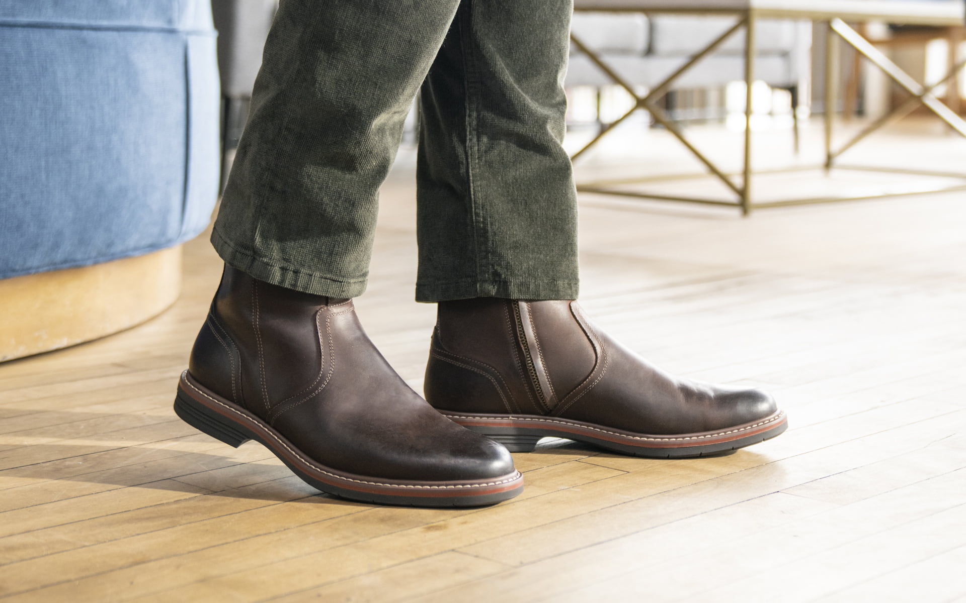 Click to shop the Florsheim Norwalk collection. Image features the Norwalk side zip boot in brown.