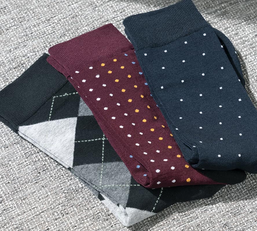 Shop Florsheim accessories featuring a variety of sock patterns.