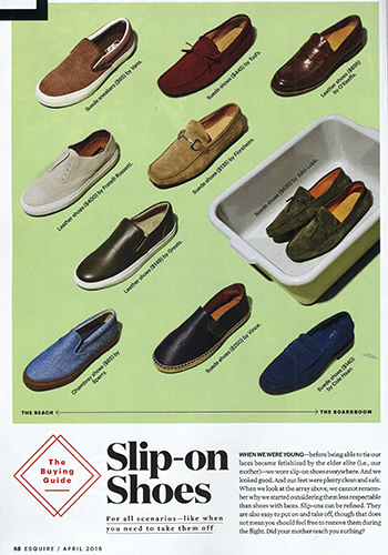 Image of a feature from Esquire Magazine featuring the Florsheim Danforth.