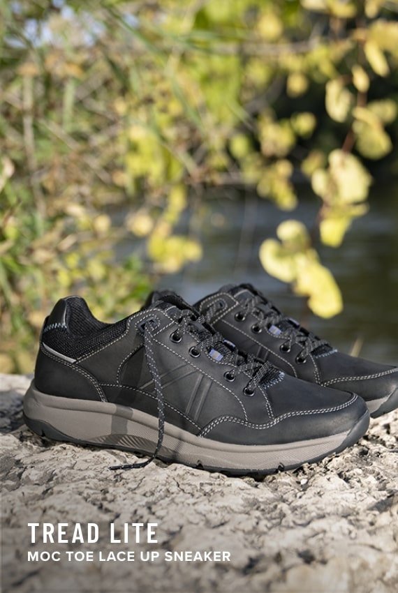 Men's Newest Shoes category. Image features the Tread Lite sneaker in black. 