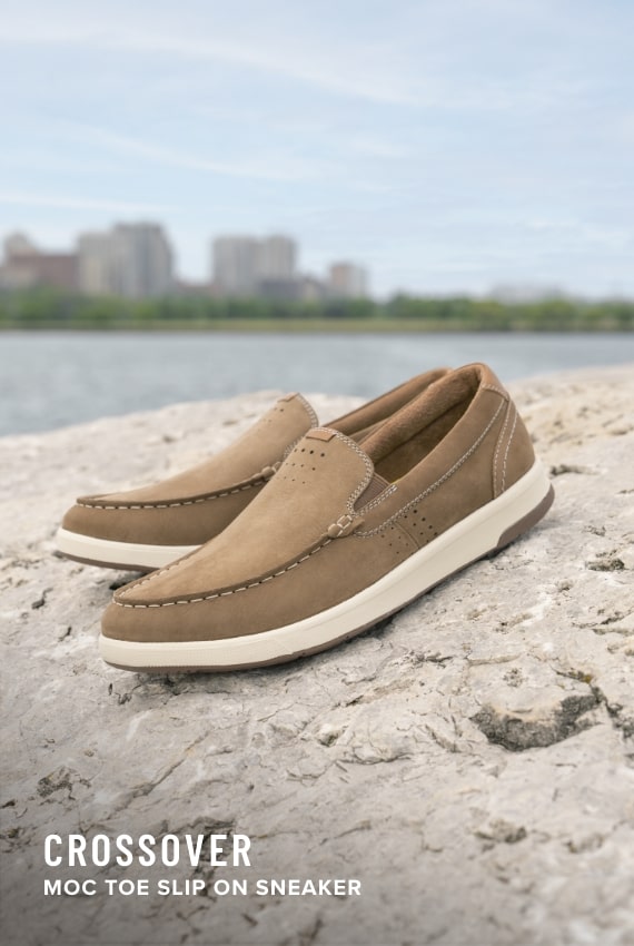 Men's Casual Shoes category. Image features the Crossover slip on.