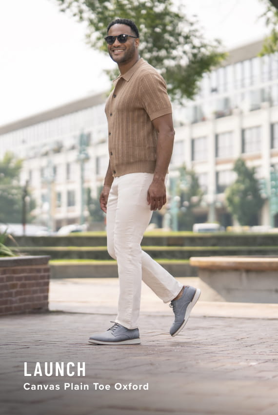 Men's Newest Shoes category. Image features the Launch canvas in gray.