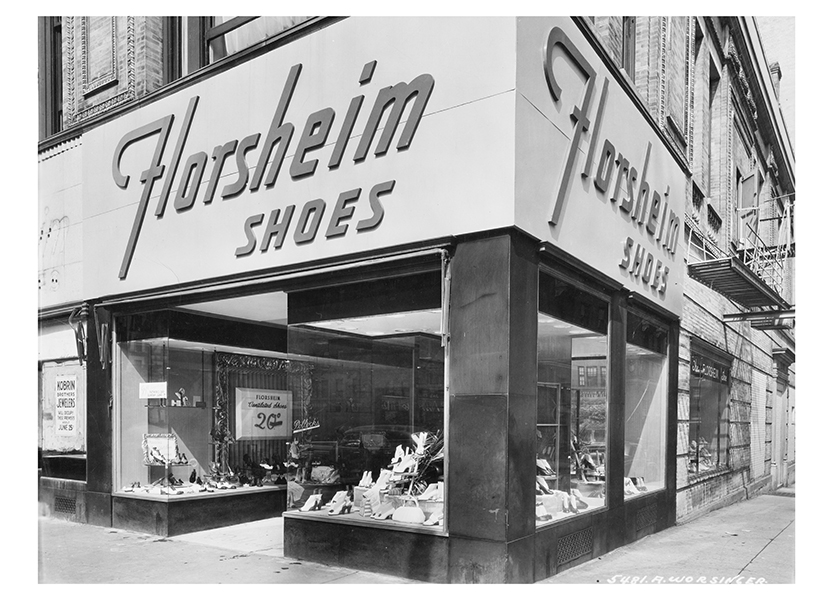 The image is the exterior of a Florsheim Shoes store.