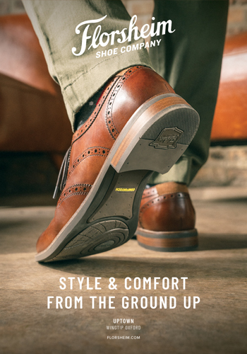 Image of the underside of the Uptown Wingtip Oxford in Cognac that was featured in Sports Illustrated magazine.