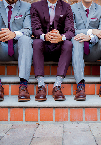 Image of blogger Gio Serna and his groomsmen wearing the Blaze Cap Toe Oxford at his wedding.