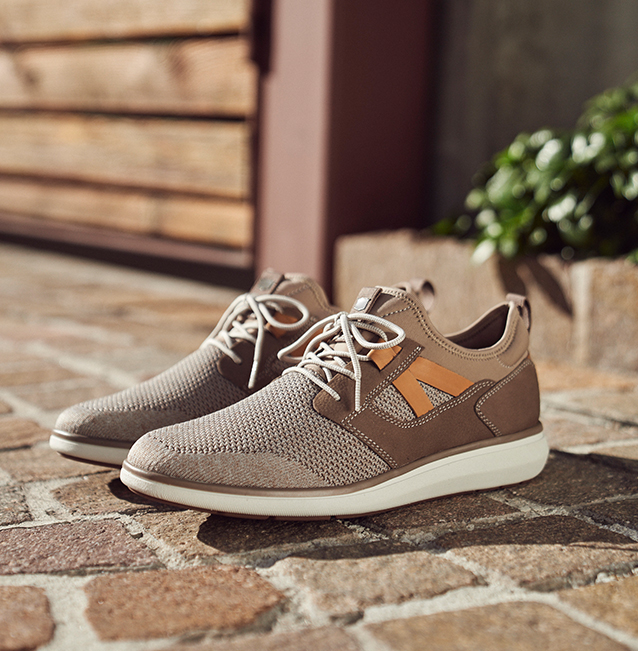 "Work From Home In Style." The featured product is the Venture Plain Toe Lace Up Sneaker in Mushroom. 