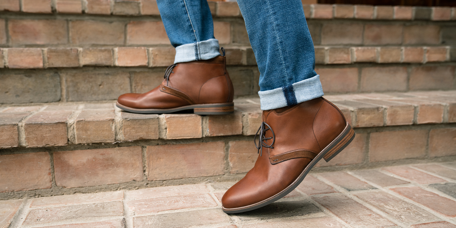 The featured image is the Uptown Plain Toe Chukka Boot in Cognac.