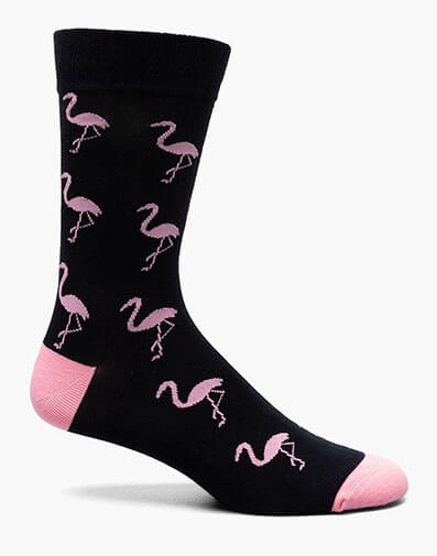Flamingo Men's Crew Dress Socks in Navy for $10.00 dollars.