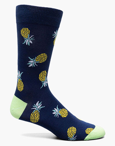 Pineapple Men's Crew Dress Socks in Navy for $10.00 dollars.
