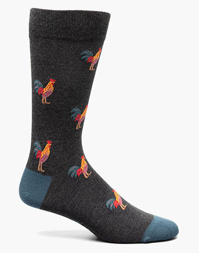Rooster Men's Crew Dress Socks in Charcoal for $10.00 dollars.