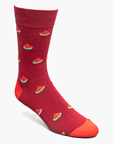 Watermelon  Men's Crew Dress Socks in Red for $10.00 dollars.
