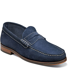 Heads Up Moc Toe Penny Loafer in Navy Suede for $79.90