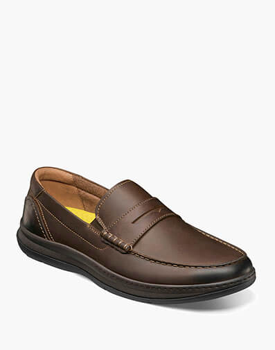 CENTRAL Moc Toe Penny Loafer in Brown.
