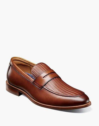 Rucci Weave Moc Toe Penny Loafer in Cognac for $130.00 dollars.