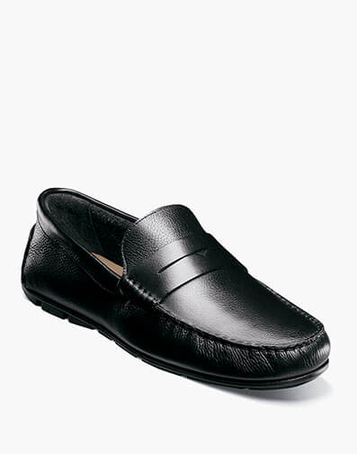 Lago Moc Toe Penny Driver in Black Tumbled for $59.99 dollars.