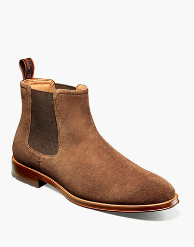 Rucci Lug Plain Toe Chelsea Boot in Brown Suede for $155.00 dollars.