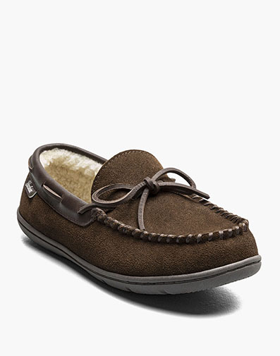 CozyUp Moc Toe Tie Slipper in Brown Suede for $70.00 dollars.