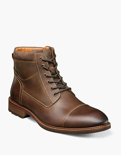 LODGE Cap Toe Lace Up Boot in Brown CH.