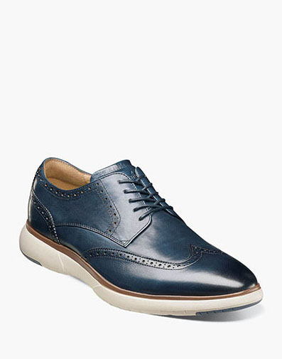 Flair Wingtip Oxford in Navy for $130.00 dollars.