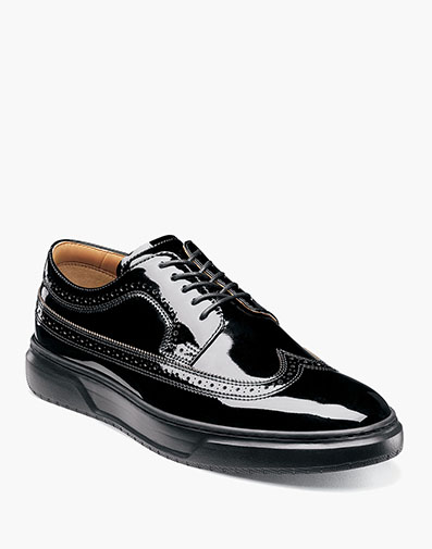 Premier Wingtip Lace Up Sneaker in Black Patent for $115.00 dollars.