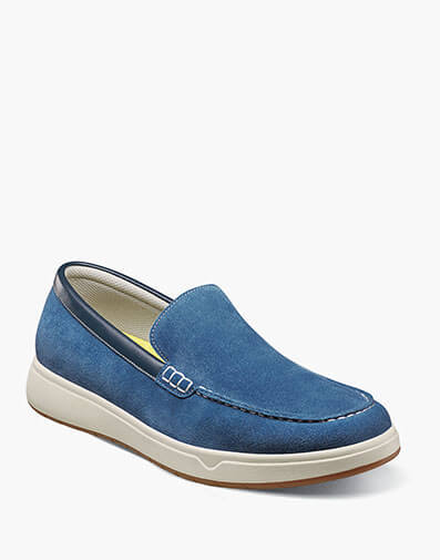 Heist Moc Toe Venetian Loafer in Blue Suede for $89.90 dollars.