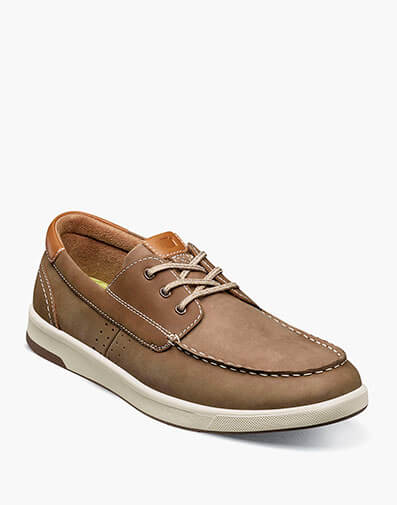 Crossover Elastic Lace Moc Toe Boat Shoe in Mushroom for $110.00 dollars.