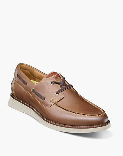 Launch Moc Toe Elastic Lace Boat Shoe in Brown CH for $120.00 dollars.