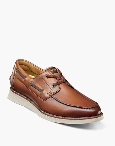Launch Moc Toe Elastic Lace Boat Shoe in Cognac Multi for $120.00 dollars.