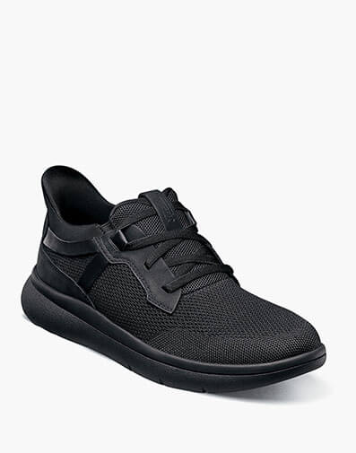Fleet Knit Elastic Lace Slip On Sneaker in Black for $120.00 dollars.