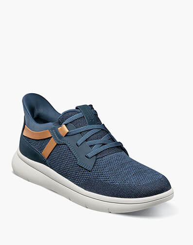 Fleet Knit Elastic Lace Slip On Sneaker in Navy Multi for $120.00 dollars.
