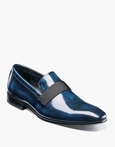 Tux Plain Toe Strap Slip On in Navy for $140.00 dollars.