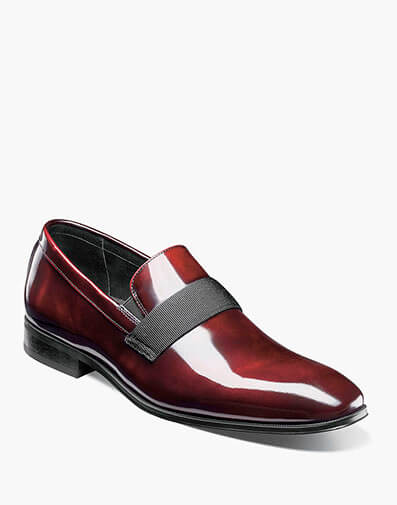 Tux Plain Toe Strap Slip On in Burgundy for $140.00 dollars.